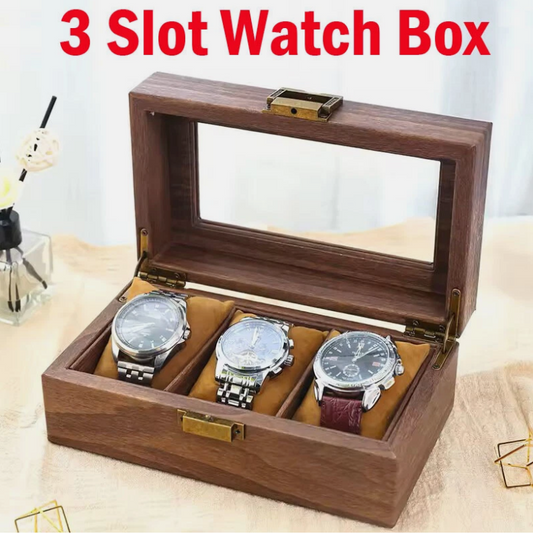 3 Slots Wooden Watch Case Organizer Watch Display Storage Box Gift Packaging