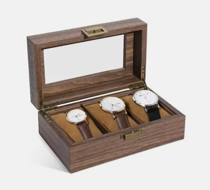 3 Slots Wooden Watch Case Organizer Watch Display Storage Box Gift Packaging
