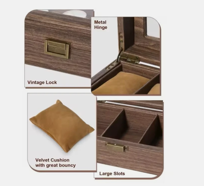 3 Slots Wooden Watch Case Organizer Watch Display Storage Box Gift Packaging
