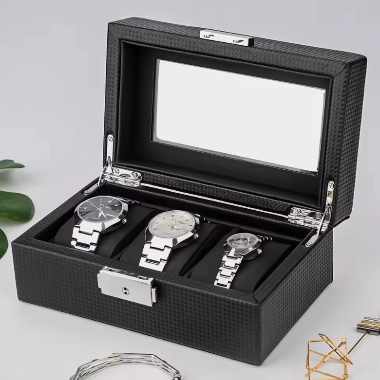 3 Slots Wooden Watch Case Organizer Watch Display Storage Box Gift Packaging