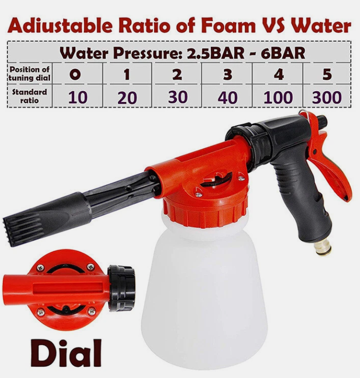 1L Snow Foam Lance Cannon Bottle Soap Gun Sprayer Hose For Car Pressure Washer