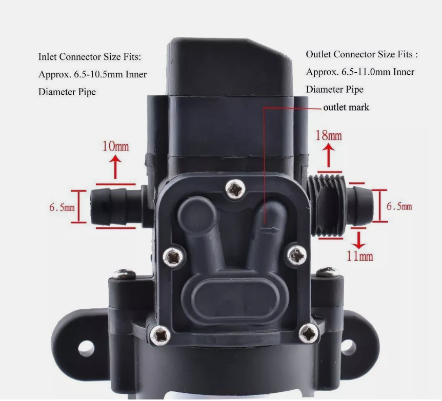 60W 12V 80PSI Water Pump High Pressure 5L/Min Self-Priming Caravan Camping Boat