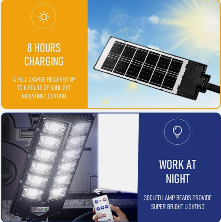 1500W Solar LED Strong Light Double Row Path Light Solar Induction Outdoor