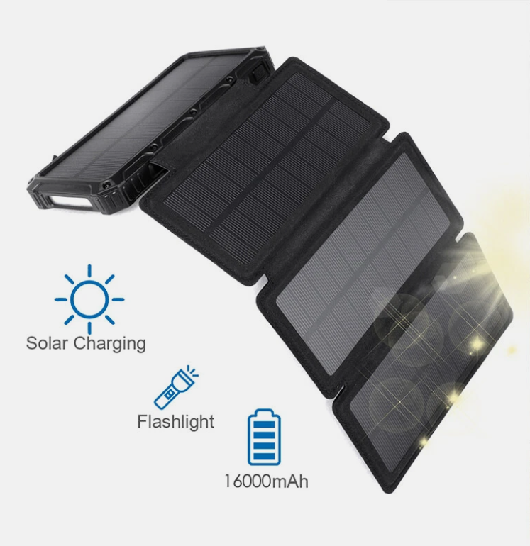 20000mAh Foldable Solar Charging Mobile Power with Bright Lighting