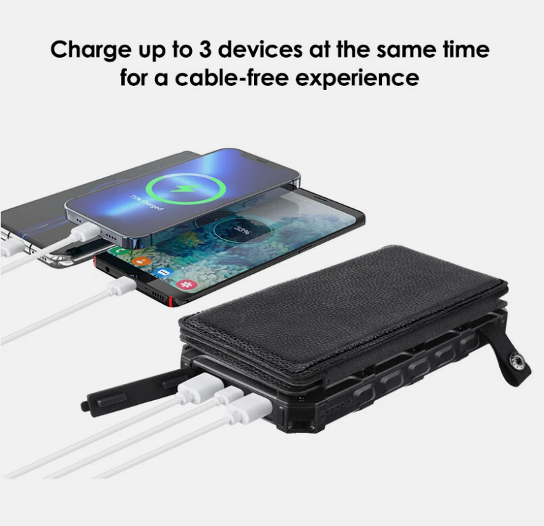 20000mAh Foldable Solar Charging Mobile Power with Bright Lighting
