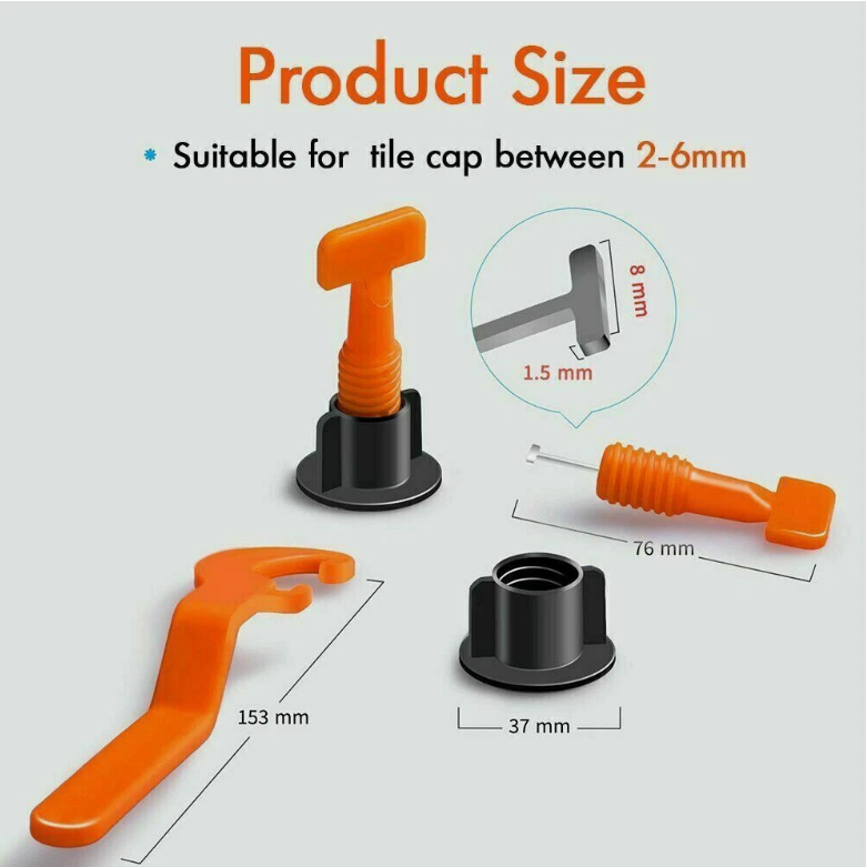 50-200 Tile Leveling System Clips Levelling Spacer Tiling Tool Floor Wall Wrench