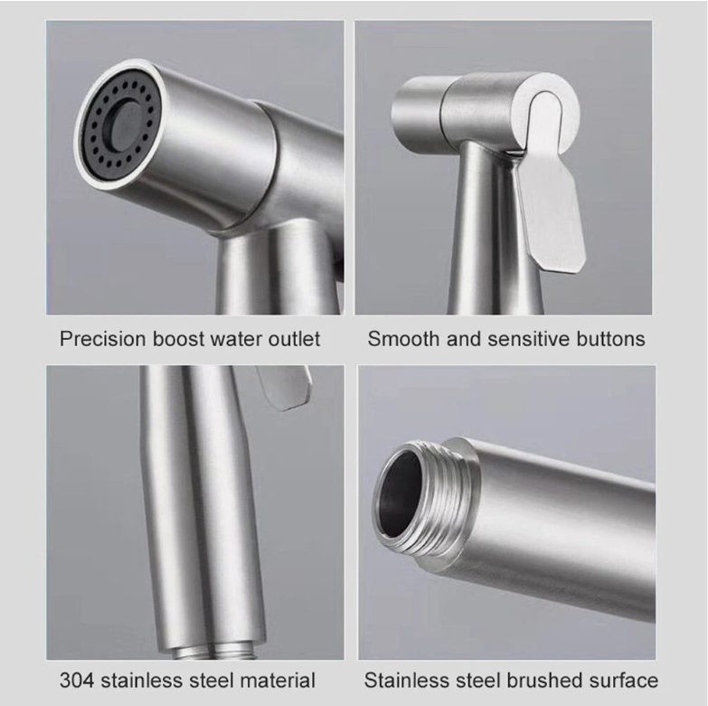 Handheld Bidet Sprayer Kit Stainless Steel Douche Toilet Shower Spray