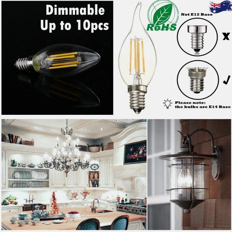10pcs 4w 6w Edison Light Bulb Vintage Industrial Cafe Bar Filament Led Globe E14