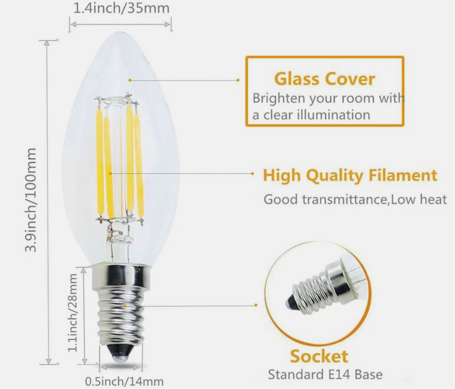 10pcs 4w 6w Edison Light Bulb Vintage Industrial Cafe Bar Filament Led Globe E14