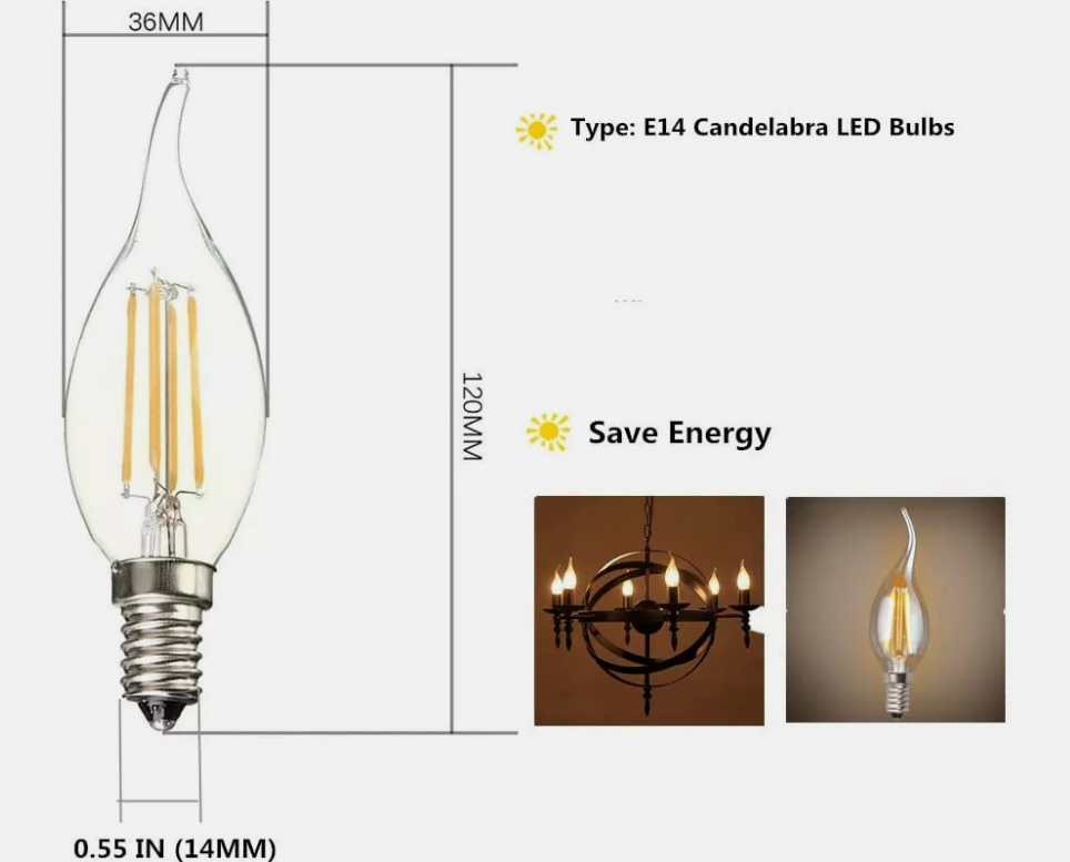 10pcs 4w 6w Edison Light Bulb Vintage Industrial Cafe Bar Filament Led Globe E14