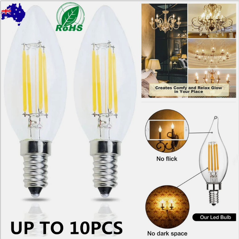 E14 4/6W LED Dimmable Bulb Flame Chandelier Candle Light SES Edison Lamp