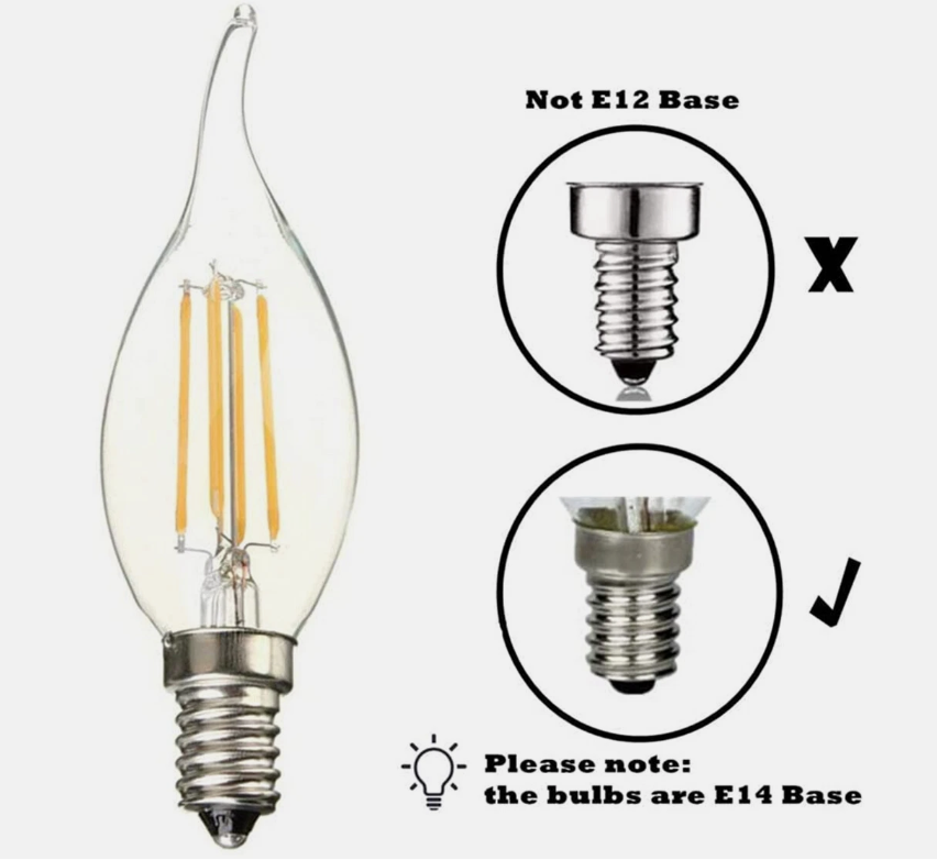E14 4/6W LED Dimmable Bulb Flame Chandelier Candle Light SES Edison Lamp