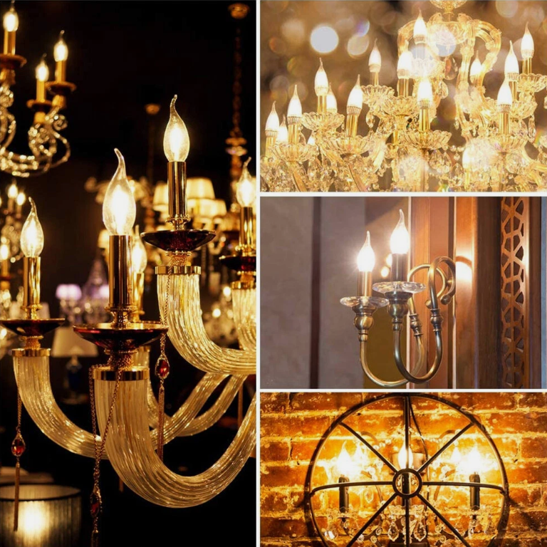 E14 4/6W LED Dimmable Bulb Flame Chandelier Candle Light SES Edison Lamp