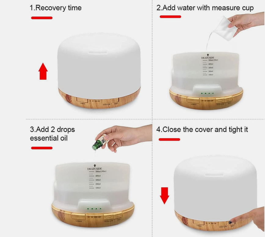 500ML Aroma Aromatherapy Diffuser LED Oil Ultrasonic Air Humidifier Purifier
