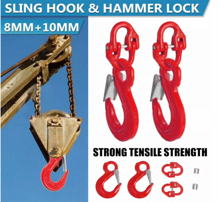 TooToo 2X (8mm Hammerlock+ 10mm Eye Sling Hook) Caravan Trailer Chain Connecting Extend