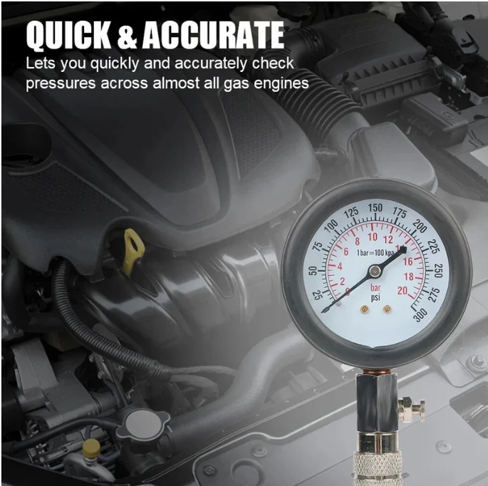 Gasoline Engine Compression Tester with M10 M12 M14 M18 Adapters