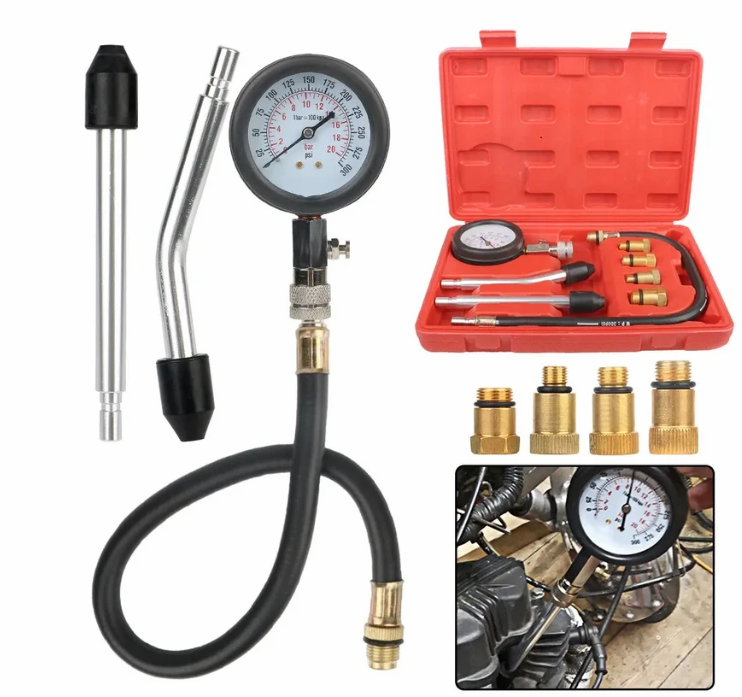 Gasoline Engine Compression Tester with M10 M12 M14 M18 Adapters
