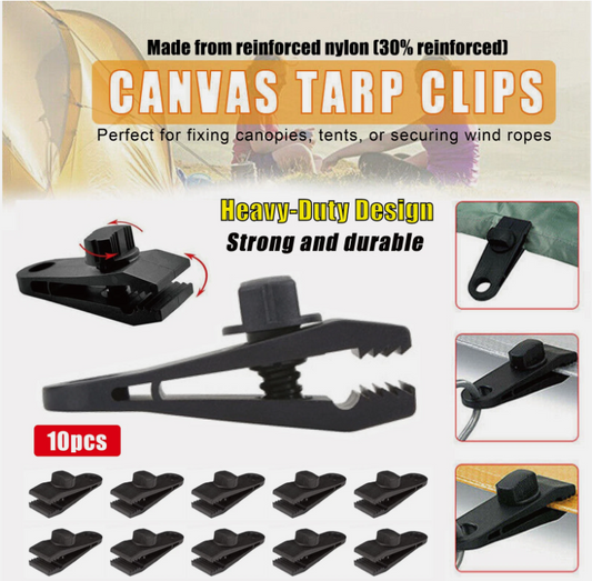 10PCS Heavy-Duty Camping Clips - Canvas Tent and Tarp Clamps for Secure Grip
