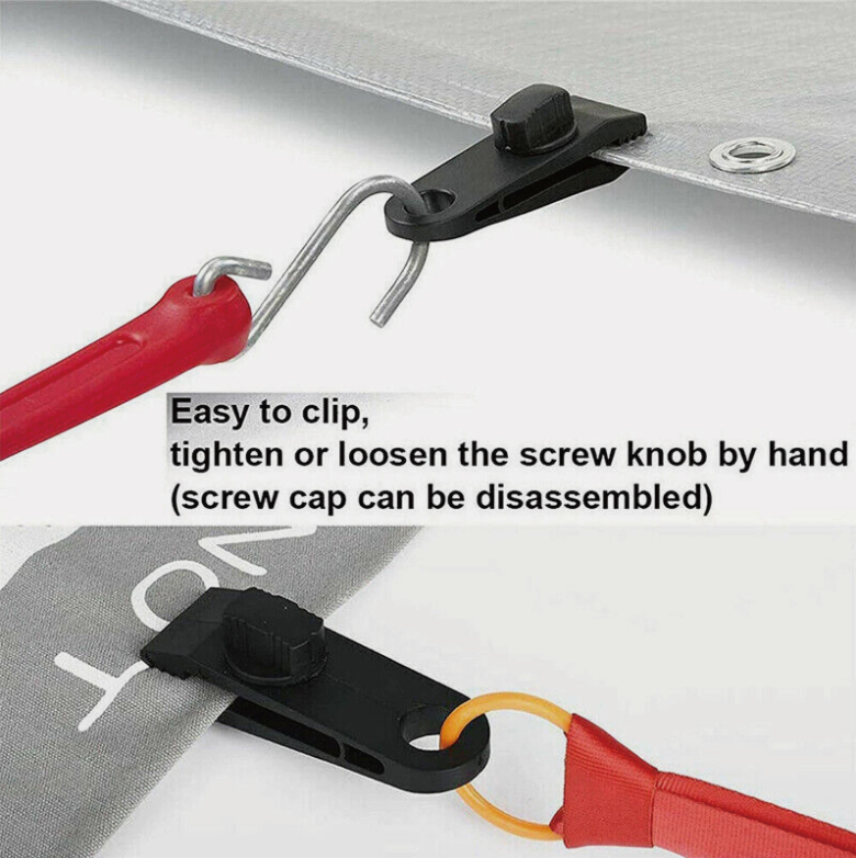 10PCS Heavy-Duty Camping Clips - Canvas Tent and Tarp Clamps for Secure Grip