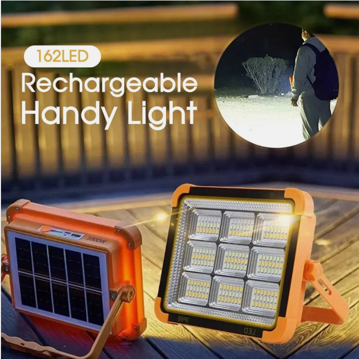162LED Rechargeable Work Light Solar Floodlight USB Portable Emergency Lamp