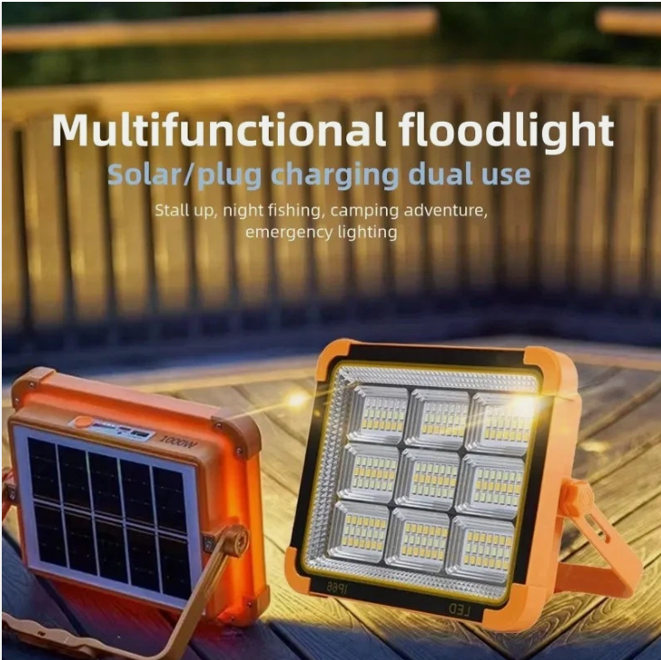 162LED Rechargeable Work Light Solar Floodlight USB Portable Emergency Lamp