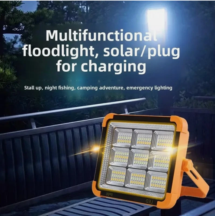 162LED Rechargeable Work Light Solar Floodlight USB Portable Emergency Lamp