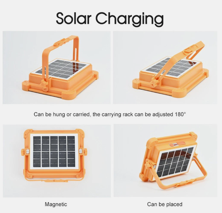 162LED Rechargeable Work Light Solar Floodlight USB Portable Emergency Lamp