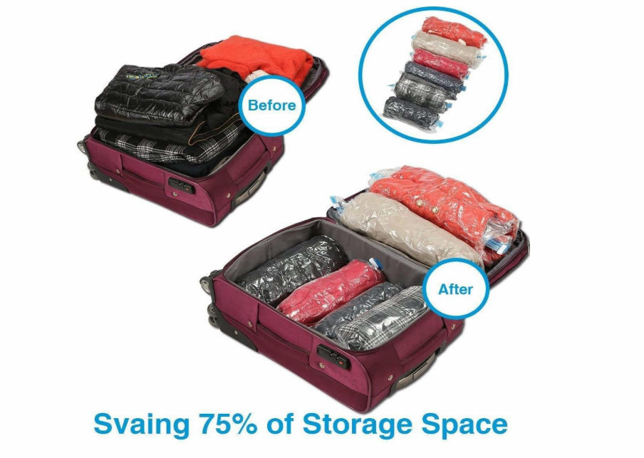 Vacuum Storage Bags Space Saver - Space Saving Organizer Bags- Airtight, Waterproof, Reusable Compression Bags for Clothes, Blankets & Seasonal Storage 12 pcs 70x100cm