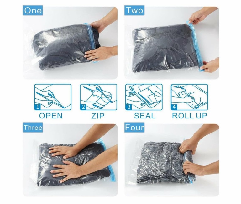 Vacuum Storage Bags Space Saver - Space Saving Organizer Bags- Airtight, Waterproof, Reusable Compression Bags for Clothes, Blankets & Seasonal Storage 12 pcs 70x100cm