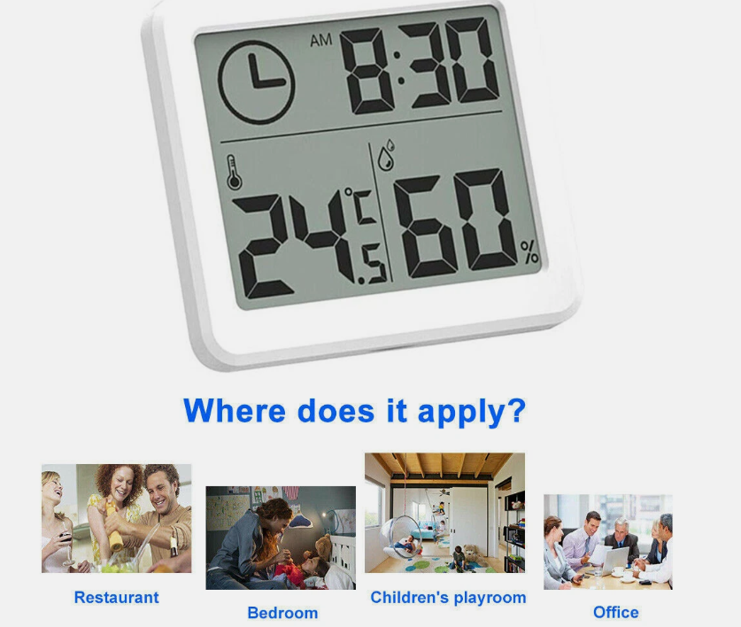 Digital Thermometer Humidity Meter Room Temperature Indoor LCD Hygrometer