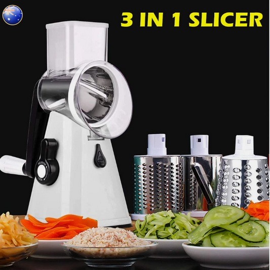 3in1 Multi-function Food Vegetable Manual Rotary Drum Grater Chopper Slicer Tool