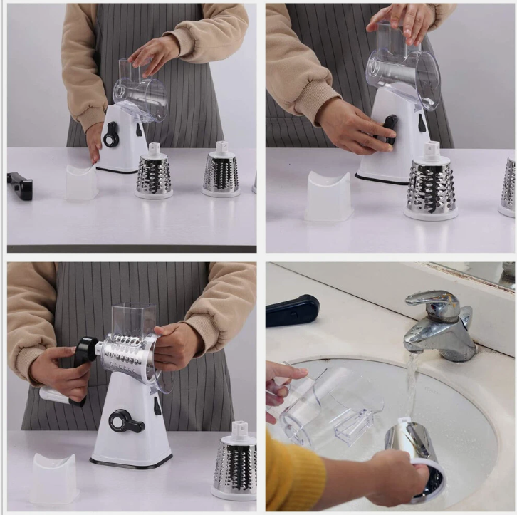 3in1 Multi-function Food Vegetable Manual Rotary Drum Grater Chopper Slicer Tool