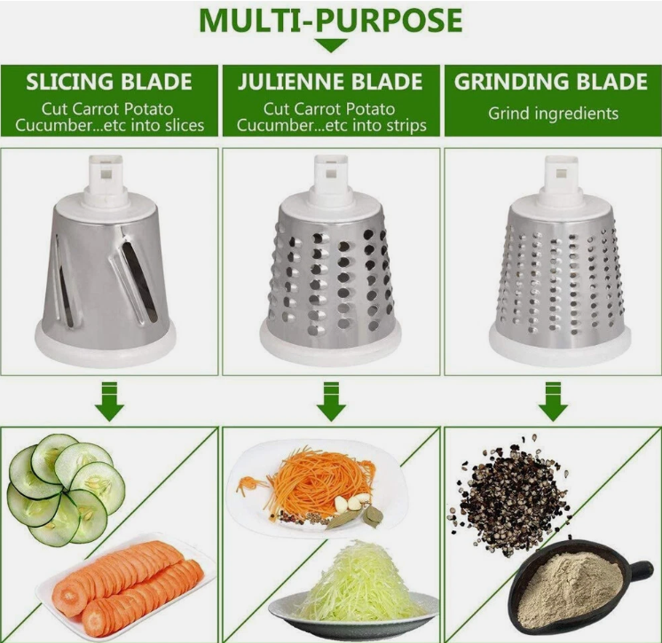 3in1 Multi-function Food Vegetable Manual Rotary Drum Grater Chopper Slicer Tool