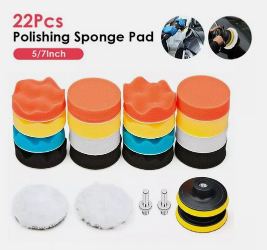 22Pcs 5/7Inch Buffing Waxing Polishing Sponge Pads Kit Set For Car Polisher