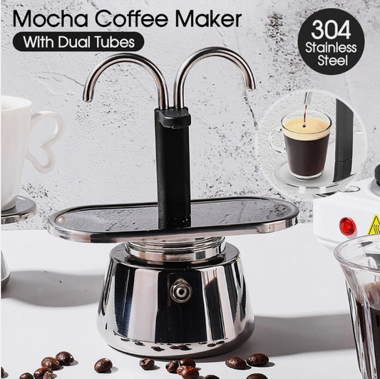 2 Cup Stainless Steel Coffee Maker Pot Stove Top Espresso Brewer Travel Gift