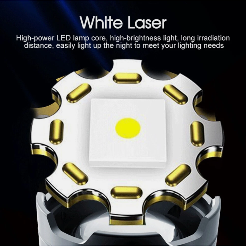 50000000 LED Torch Zoom Light Super Bright Hunting Flashlight USB Rechargeable