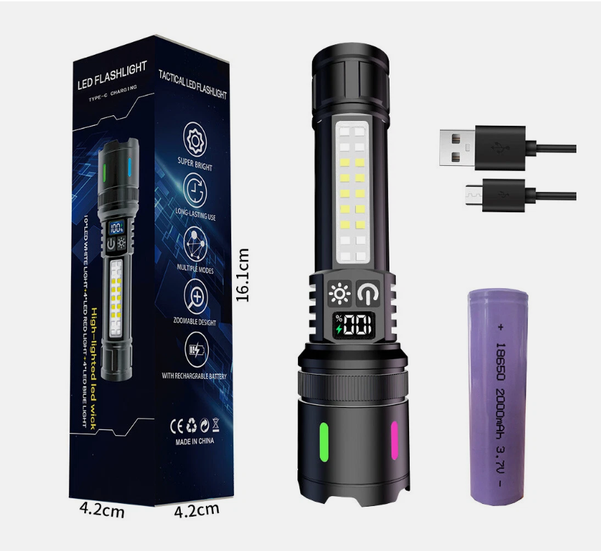 50000000 LED Torch Zoom Light Super Bright Hunting Flashlight USB Rechargeable