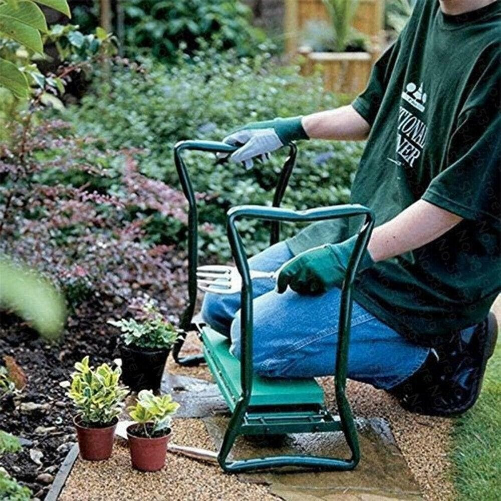 New 2 in1 GARDEN KNEELER PADDED PAD SEAT STOOL GARDENING WORK 6 TOOLS + 2 POUCHES AU