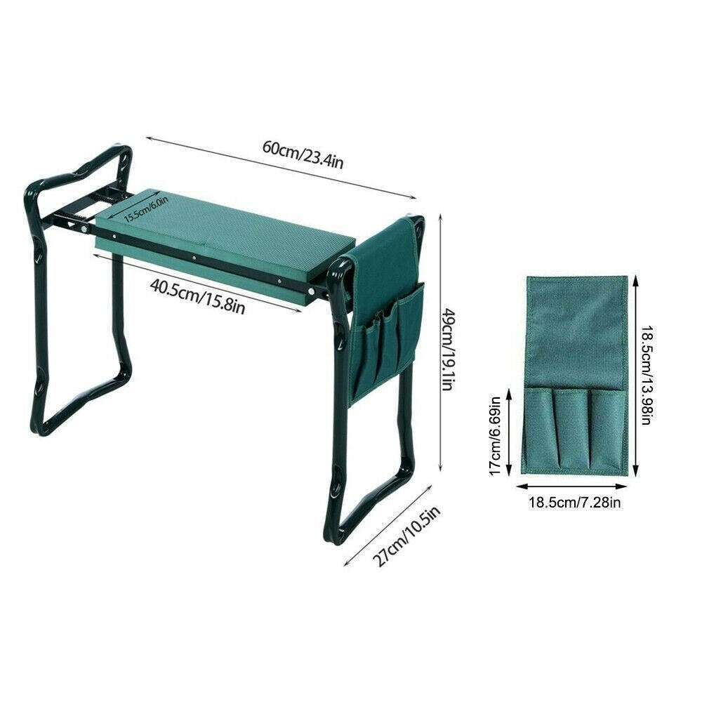 New 2 in1 GARDEN KNEELER PADDED PAD SEAT STOOL GARDENING WORK 6 TOOLS + 2 POUCHES AU