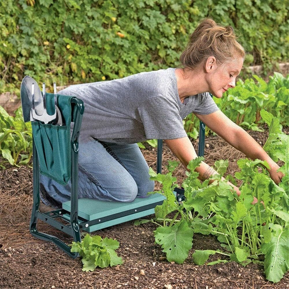 New 2 in1 GARDEN KNEELER PADDED PAD SEAT STOOL GARDENING WORK 6 TOOLS + 2 POUCHES AU