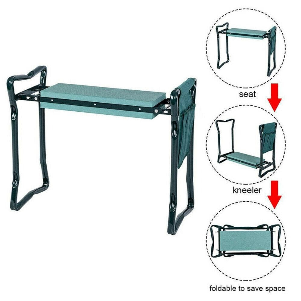 New 2 in1 GARDEN KNEELER PADDED PAD SEAT STOOL GARDENING WORK 6 TOOLS + 2 POUCHES AU