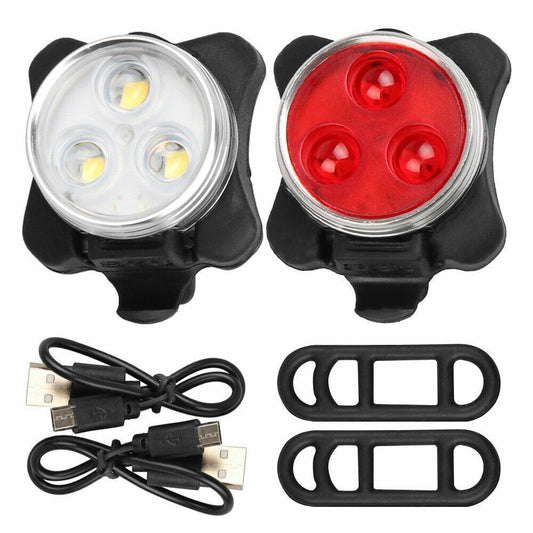 LED Rechargeable Bike Bicycle Light USB Waterproof Cycle Front Back Headlamp AU