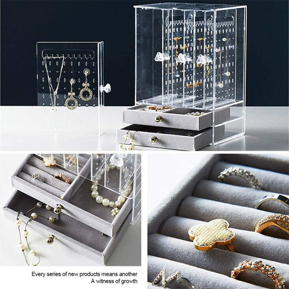 Acrylic Earring Necklace Display Stand Organizer Holder Storage Velvet Drawer AU