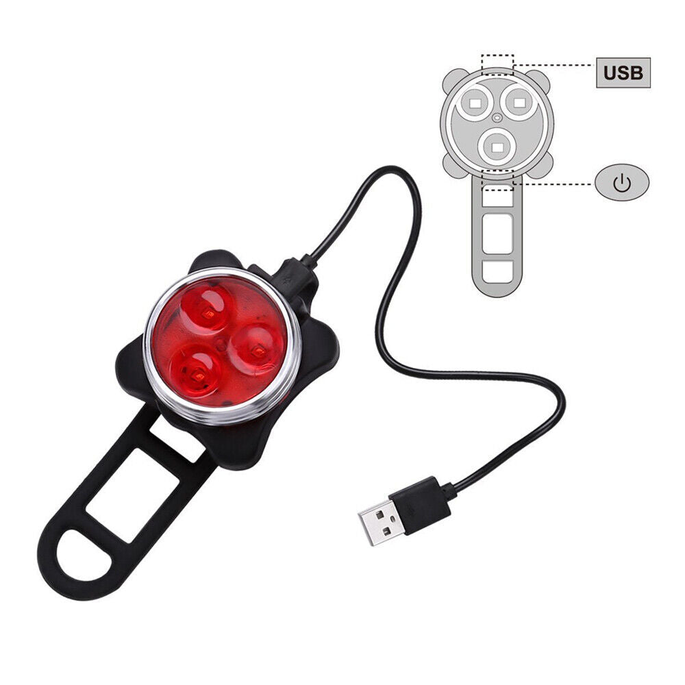 LED Rechargeable Bike Bicycle Light USB Waterproof Cycle Front Back Headlamp AU