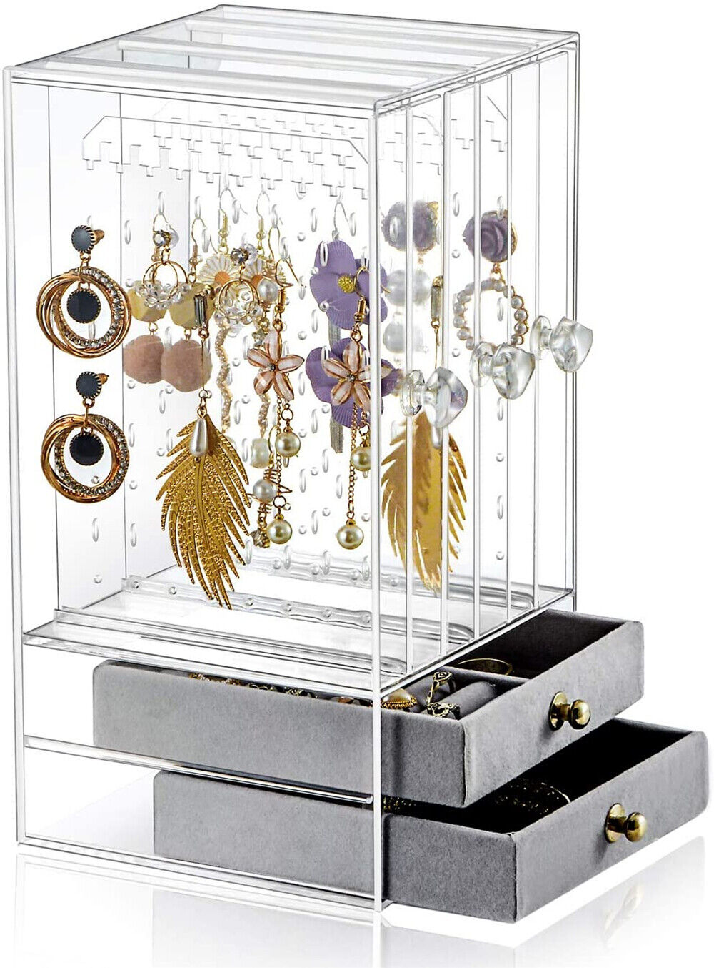 Acrylic Earring Necklace Display Stand Organizer Holder Storage Velvet Drawer AU