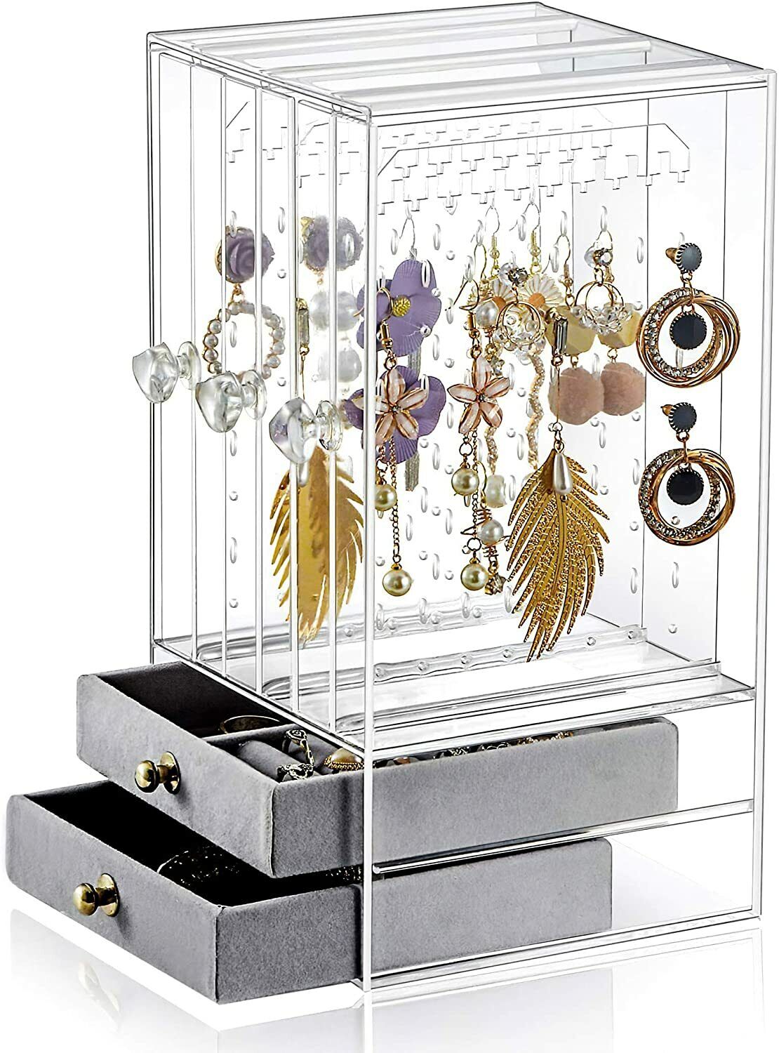 Acrylic Earring Necklace Display Stand Organizer Holder Storage Velvet Drawer AU