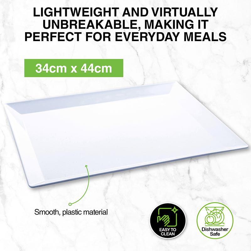 Melamine Platter Tray Ractangular 43cm x 34cm x 2.5cm - White