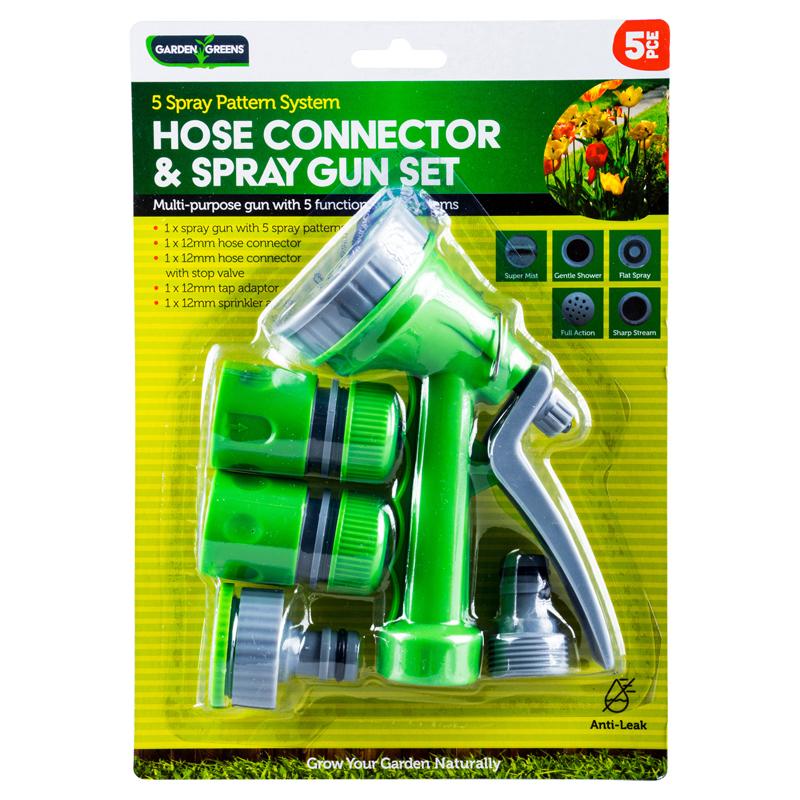 Hose Connector & Spray Gun Set 5pc