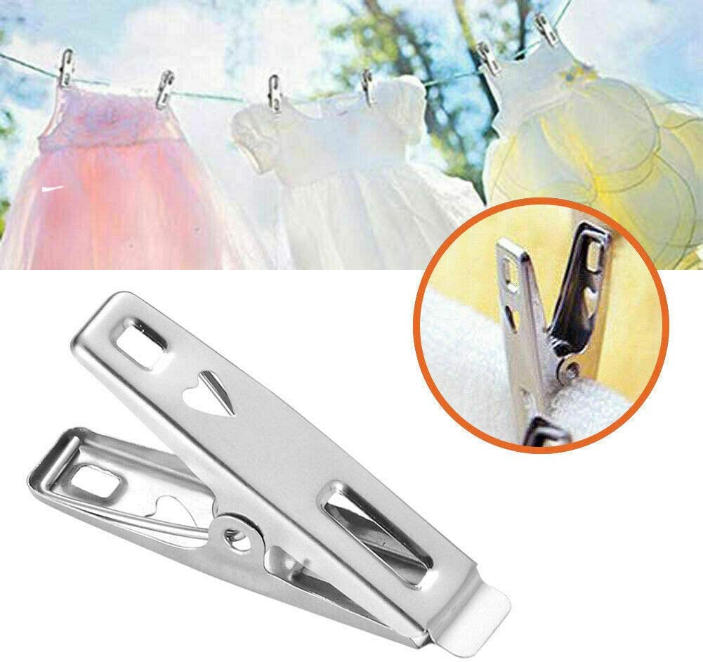 Stainless Steel Clothes Pegs Hanging Pins Clips Laundry Metal Clamps (20pcs)