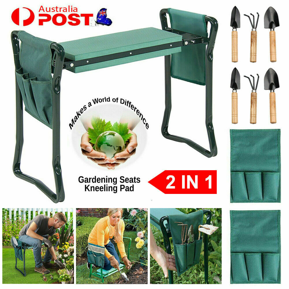 2 in1 Garden Seat Kneeler Foldable with 2 Tool Pouch Home Outdoor Bench Knee Pad